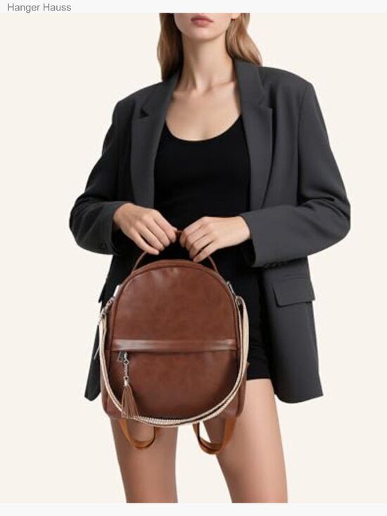 Vegan Leather Small Backpack Convertible Shoulder Bag Daypack Handbag main image 5